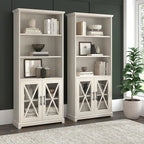 5 Shelf Bookcase with Glass Doors - Set of 2