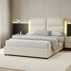 Modern King Size Hydraulic Platform Bed with Lift Storage and Sensor LED Lights, Metal Frame, No Box Spring Needed