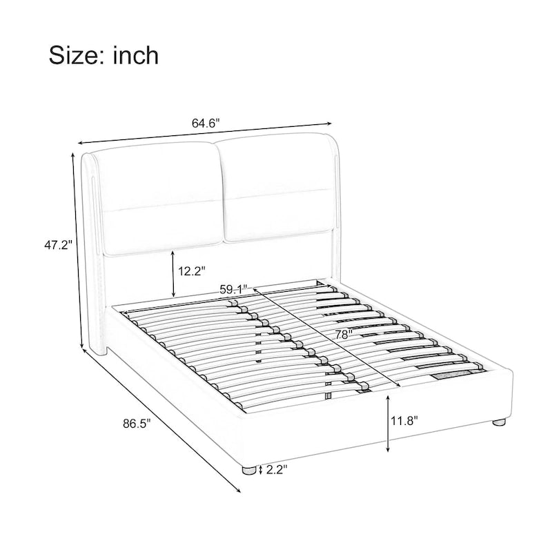 Modern King Size Hydraulic Platform Bed with Lift Storage and Sensor LED Lights, Metal Frame, No Box Spring Needed