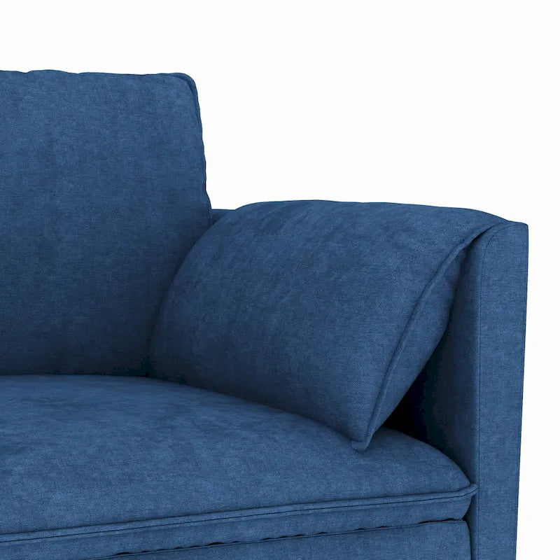Noah Large 3-Seater L-Shaped Sofa with Movable Ottoman and Armrest Pockets, Fabric Upholstery
