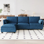 Noah Large 3-Seater L-Shaped Sofa with Movable Ottoman and Armrest Pockets, Fabric Upholstery