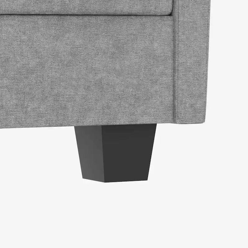 Noah Large 3-Seater L-Shaped Sofa with Movable Ottoman and Armrest Pockets, Fabric Upholstery