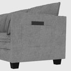 Noah Large 3-Seater L-Shaped Sofa with Movable Ottoman and Armrest Pockets, Fabric Upholstery