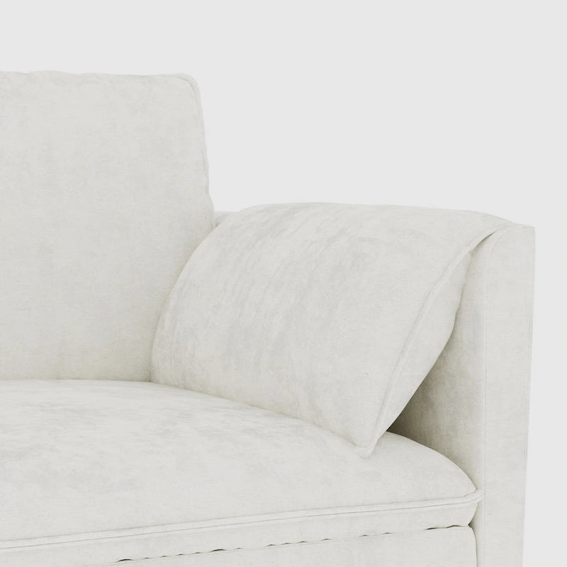 Noah Large 3-Seater L-Shaped Sofa with Movable Ottoman and Armrest Pockets, Fabric Upholstery