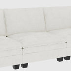 Noah Large 3-Seater L-Shaped Sofa with Movable Ottoman and Armrest Pockets, Fabric Upholstery