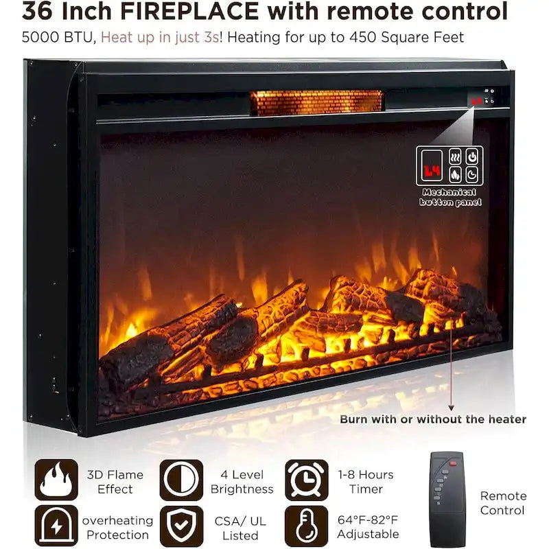 Farmhouse Fireplace TV Stand for 80 Inch TV, Entertainment Center