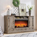 Farmhouse Fireplace TV Stand for 80 Inch TV, Entertainment Center