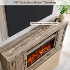 Farmhouse Fireplace TV Stand for 80 Inch TV, Entertainment Center