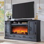 Farmhouse Fireplace TV Stand for 80 Inch TV, Entertainment Center