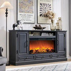 Farmhouse Fireplace TV Stand for 80 Inch TV, Entertainment Center