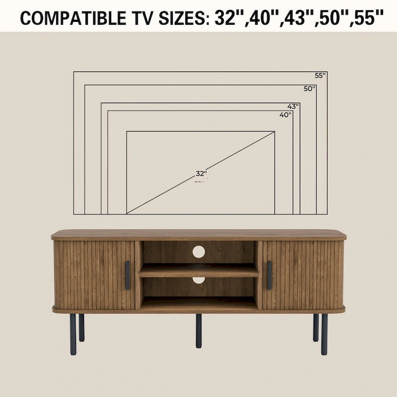 Tambour TV Stand Media Console for TVs Up to 55