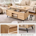 Mid Century Modern Lift Top Coffee Table, Center Table for Living Room