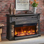 Farmhouse TV Stand With 3-Sided Glass Fireplace, Entertainment Center