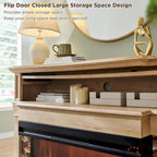 Farmhouse TV Stand With 3-Sided Glass Fireplace, Entertainment Center