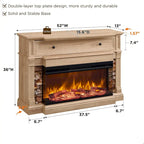 Farmhouse TV Stand With 3-Sided Glass Fireplace, Entertainment Center