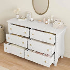 Natural 6-Drawer Dresser for Living Room, Bedroom, Entryway