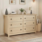 Natural 6-Drawer Dresser for Living Room, Bedroom, Entryway