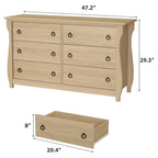 Natural 6-Drawer Dresser for Living Room, Bedroom, Entryway