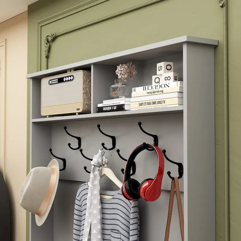 68.5inch Coat Rack Shoe Bench 4 in 1 Hall Tree Entryway Storage Bench