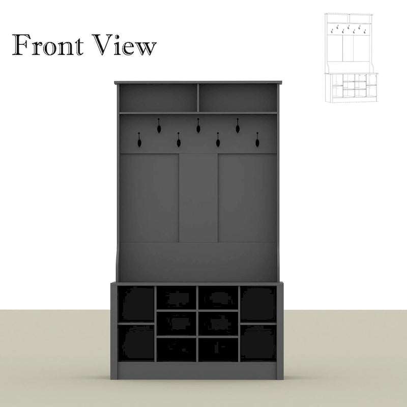 68.5inch Coat Rack Shoe Bench 4 in 1 Hall Tree Entryway Storage Bench