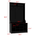 68.5inch Coat Rack Shoe Bench 4 in 1 Hall Tree Entryway Storage Bench