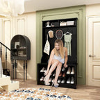 68.5inch Coat Rack Shoe Bench 4 in 1 Hall Tree Entryway Storage Bench