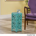 12-Inch Iron Side Table with Sunburst Cutout Design