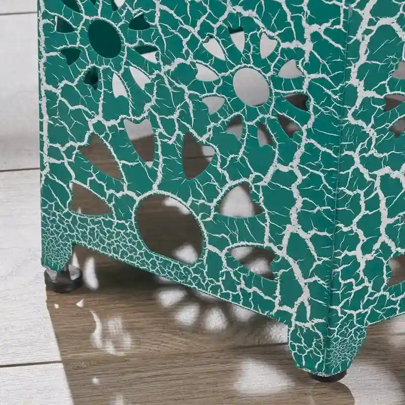 12-Inch Iron Side Table with Sunburst Cutout Design