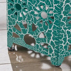 12-Inch Iron Side Table with Sunburst Cutout Design