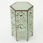 12-Inch Iron Side Table with Sunburst Cutout Design