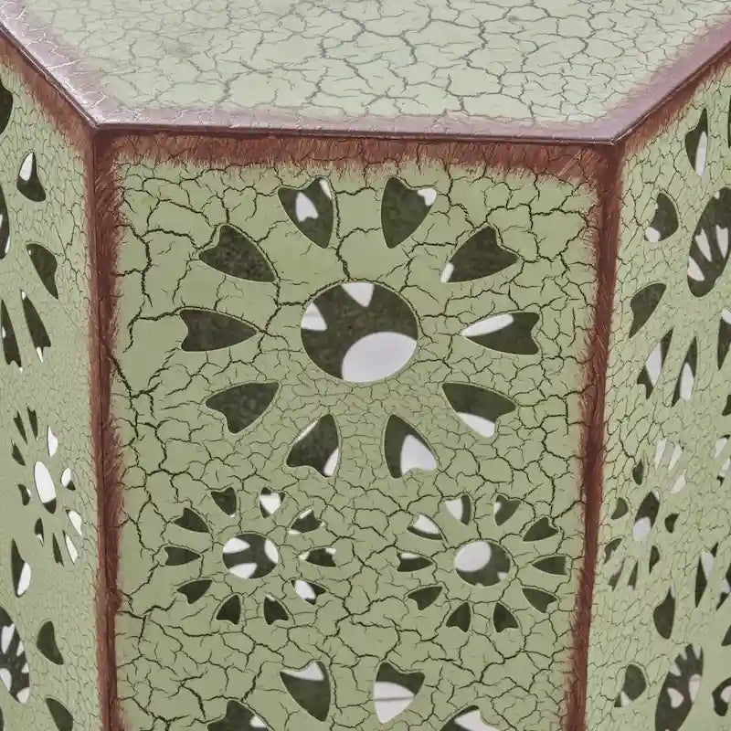 12-Inch Iron Side Table with Sunburst Cutout Design