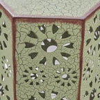 12-Inch Iron Side Table with Sunburst Cutout Design