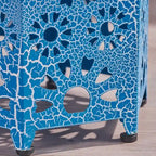 12-Inch Iron Side Table with Sunburst Cutout Design