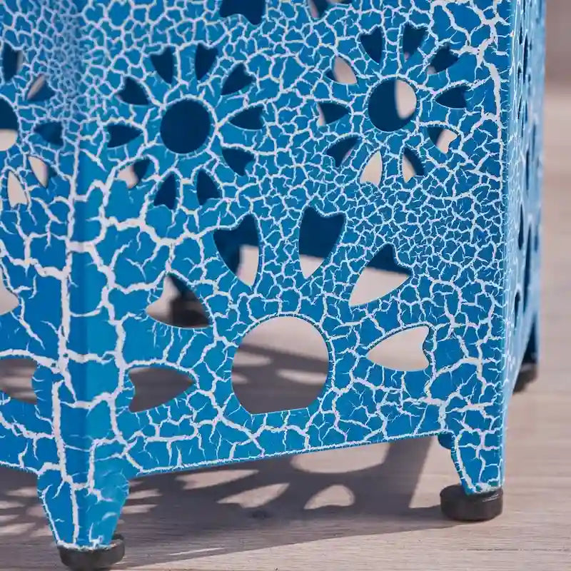 12-Inch Iron Side Table with Sunburst Cutout Design