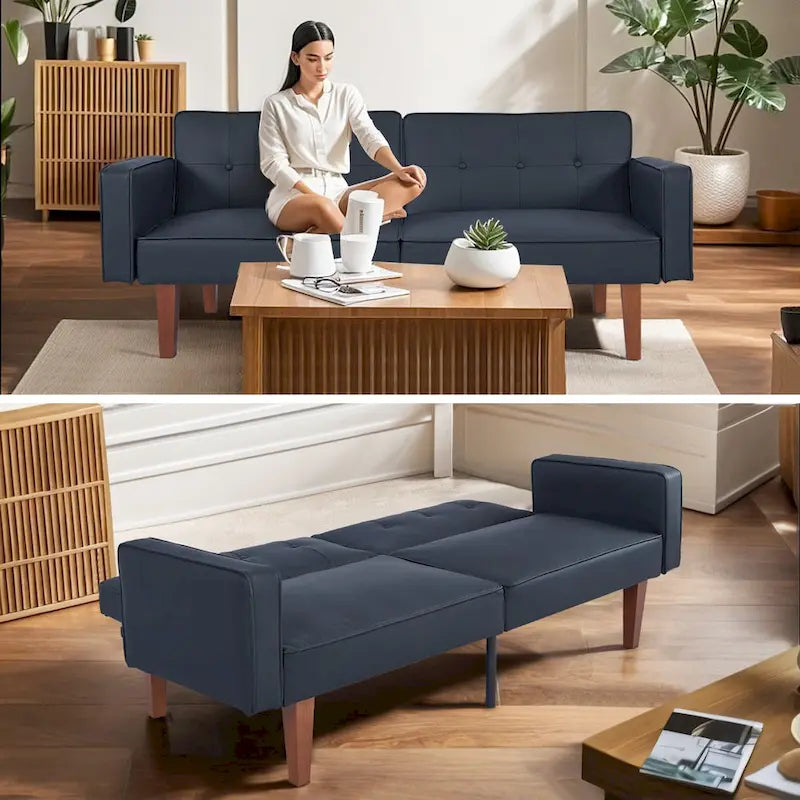 Futon Sofa Bed, Convertible Futon Couch Bed, Loveseat Sleeper Sofa, Daybed for Living Room, Apartment, Office