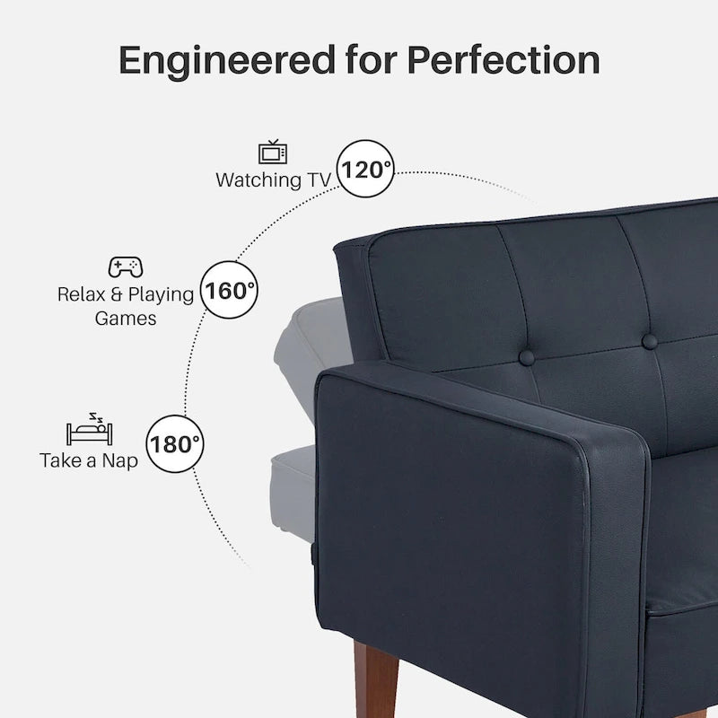 Futon Sofa Bed, Convertible Futon Couch Bed, Loveseat Sleeper Sofa, Daybed for Living Room, Apartment, Office