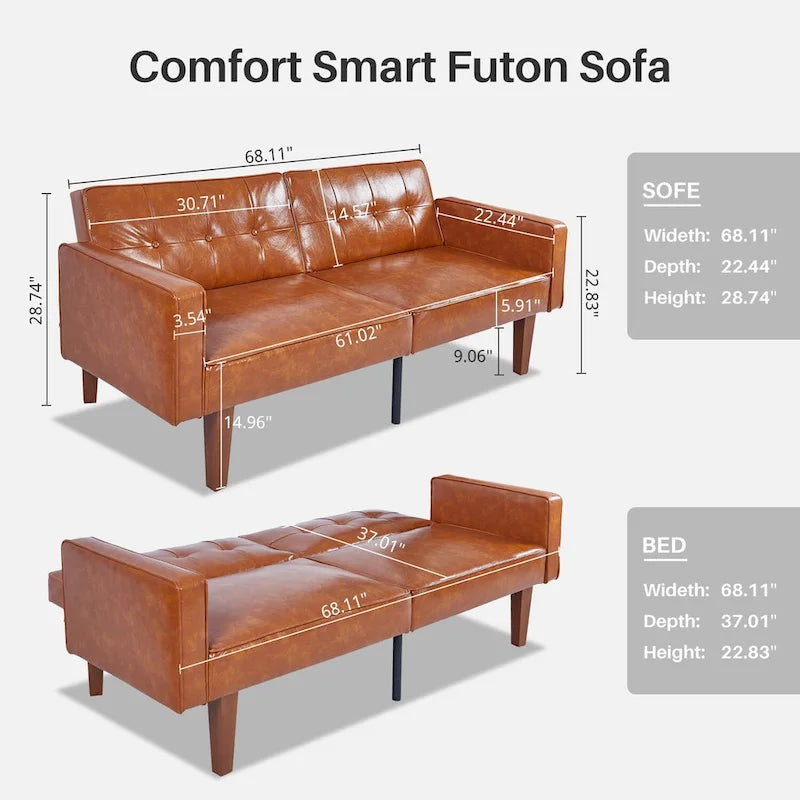 Futon Sofa Bed, Convertible Futon Couch Bed, Loveseat Sleeper Sofa, Daybed for Living Room, Apartment, Office