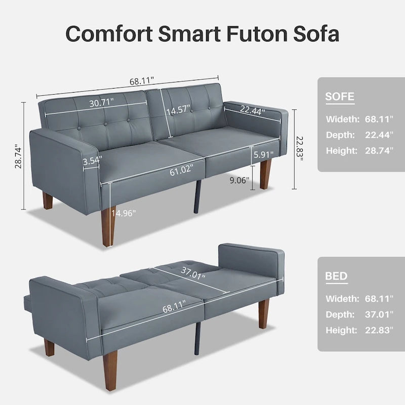 Futon Sofa Bed, Convertible Futon Couch Bed, Loveseat Sleeper Sofa, Daybed for Living Room, Apartment, Office