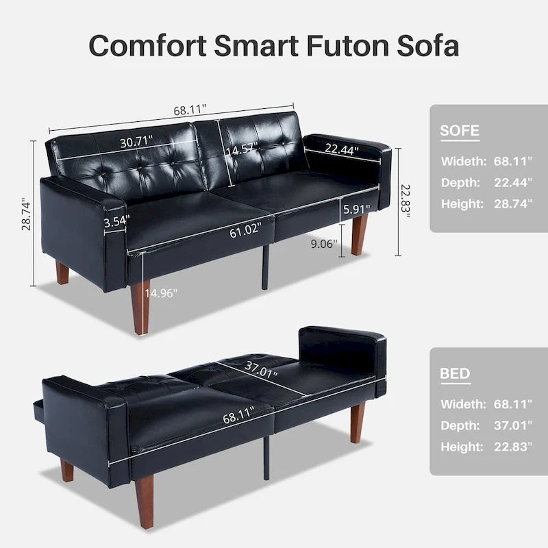 Futon Sofa Bed, Convertible Futon Couch Bed, Loveseat Sleeper Sofa, Daybed for Living Room, Apartment, Office