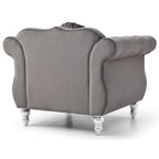 Fauteuil d'appoint capitonné en velours avec coussin rond - 39L x 35W x 34H