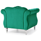 Fauteuil d'appoint capitonné en velours avec coussin rond - 39L x 35W x 34H