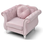 Fauteuil d'appoint capitonné en velours avec coussin rond - 39L x 35W x 34H