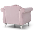 Fauteuil d'appoint capitonné en velours avec coussin rond - 39L x 35W x 34H