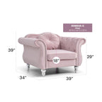 Fauteuil d'appoint capitonné en velours avec coussin rond - 39L x 35W x 34H