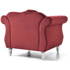 Fauteuil d'appoint capitonné en velours avec coussin rond - 39L x 35W x 34H