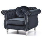 Fauteuil d'appoint capitonné en velours avec coussin rond - 39L x 35W x 34H