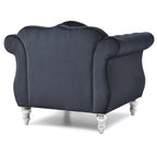 Fauteuil d'appoint capitonné en velours avec coussin rond - 39L x 35W x 34H