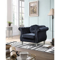 Fauteuil d'appoint capitonné en velours avec coussin rond - 39L x 35W x 34H