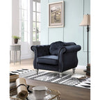 Fauteuil d'appoint capitonné en velours avec coussin rond - 39L x 35W x 34H