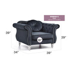 Fauteuil d'appoint capitonné en velours avec coussin rond - 39L x 35W x 34H